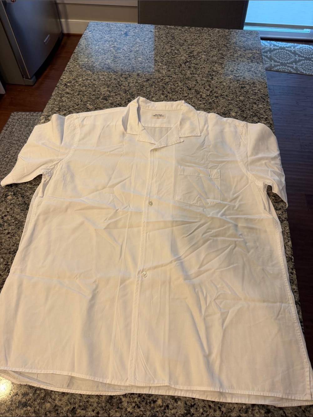 Hartford White Short-Sleeve Linen Blend Camp Collar Shirt